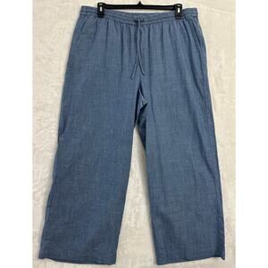 J. Crew Chambray Slim Wide Leg Drawstring Pants 16 XL 1X